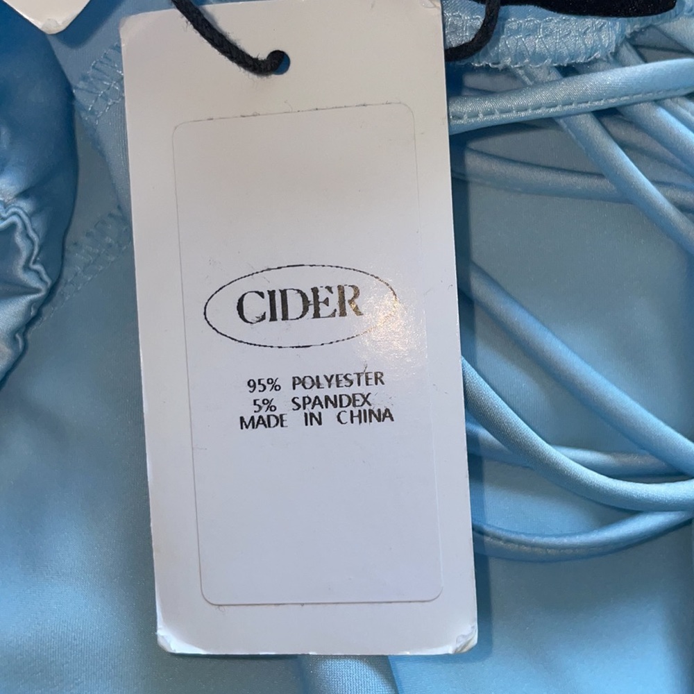 Cider Solid Cowl Neck Ruched Mini Dress, Large - Picture 5 of 8